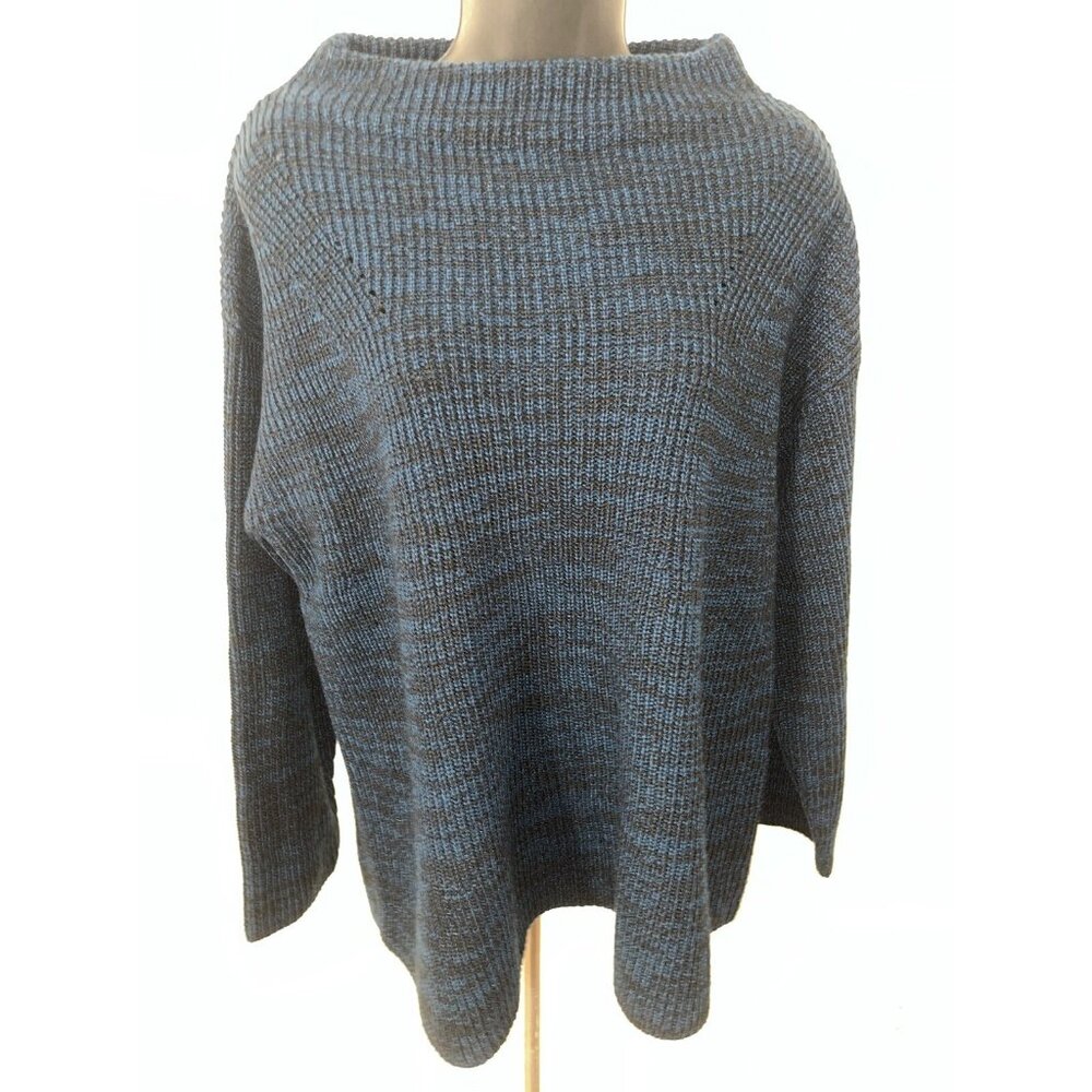 Arpeggio Knit Wear Mock Neck pull over Sweater Womens L Large Blue